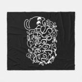 ペーパーカットハロウィン不気味ハロウィン フリースブランケット (正面(横))