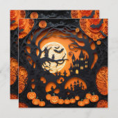 ペーパーカットハロウィーンシーン 招待状 (正面/裏面)