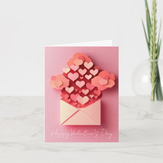 ペーパーカットハートバレンタインの挨拶 シーズンカード (正面)