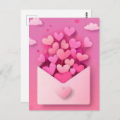 ペーパーカットハートバレンタインの挨拶 ポストカード (正面/裏面)