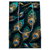 ペーパーカットピーコックの羽毛パターン ミディアムペーパーバッグ (裏面)