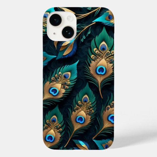 ペーパーカットピーコックの羽毛パターン Case-Mate iPhoneケース (裏面)