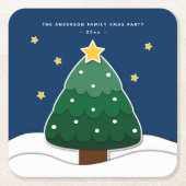 ペーパーカットモダンスタイルクリスマスツリークリスマスパーティー スクエアペーパーコースター (正面)