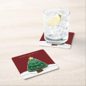 ペーパーカットモダンスタイルクリスマスツリークリスマスパーティー スクエアペーパーコースター (インサイチュ)