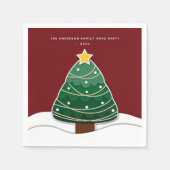 ペーパーカットモダンスタイルクリスマスツリークリスマスパーティー スタンダードカクテルナプキン (正面)