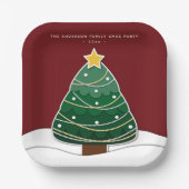 ペーパーカットモダンスタイルクリスマスツリークリスマスパーティー ペーパープレート (正面)