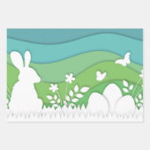 ペーパーカット波、カラフル抽象デザイン ラッピングペーパーシート (正面3)