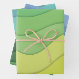 ペーパーカット波、カラフル抽象デザイン ラッピングペーパーシート