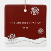 ペーパーカット雪片クリスマスツリーファミリーフォト セラミックオーナメント (裏面)