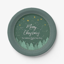 ペーパーカット 冬の森 常緑クリスマスパーティー ペーパープレート