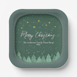 ペーパーカット 冬の森 常緑樹 クリスマスパーティー ペーパープレート