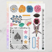 ペーパークラフトのための楽しくてキュートなエフェメラコレクション (正面/裏面)