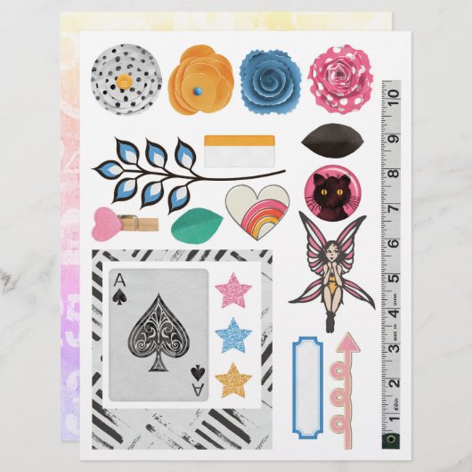 ペーパークラフトのための楽しくてキュートなエフェメラコレクション (正面/裏面)