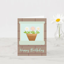 ペーパークラフトのマーガレットの家の窓辺の誕生日カード