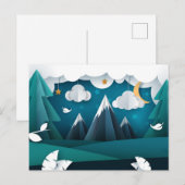 ペーパークラフトの山と夜空 ポストカード (正面/裏面)