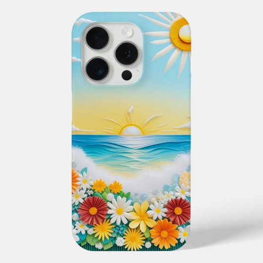 ペーパークラフトの海の波と日の出の風景 Case-Mate iPhoneケース (裏面)