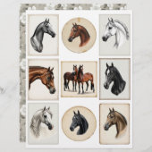 ペーパークラフト用の美しい馬のイラスト (正面/裏面)