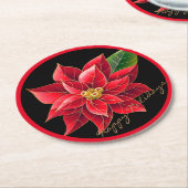 ペーパークリスマスのコースターの幸せな休日のポインセチア ラウンドペーパーコースター (アングル)