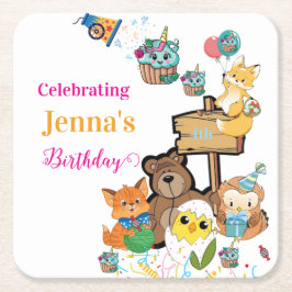 ペーパーコースター お誕生日おめでとう キツネ 熊 ヒヨコ ネコ