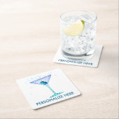 ペーパーコースター-青いマルティーニ スクエアペーパーコースター (インサイチュ)