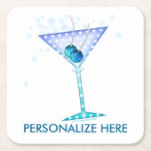 ペーパーコースター-青いマルティーニ スクエアペーパーコースター (正面)