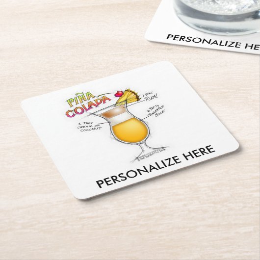 ペーパーコースター- PINA COLADAのレシピのカクテルの芸術 スクエアペーパーコースター (アングル)