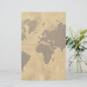 ペーパースタイルの世界地図のコーヒー 便箋 (スタンド正面)