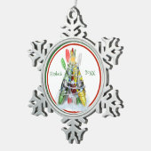 ペーパーソナライズされたターのカヤックのクリスマスの装飾 スノーフレークピューターオーナメント (右)