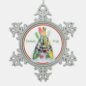 ペーパーソナライズされたターのカヤックのクリスマスの装飾 スノーフレークピューターオーナメント (正面)