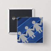 ペーパーチェーン人形のクローズアップ 缶バッジ (正面&裏面)