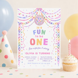 ペーパーチェーン ディスコで楽しむ1歳の誕生日 招待状