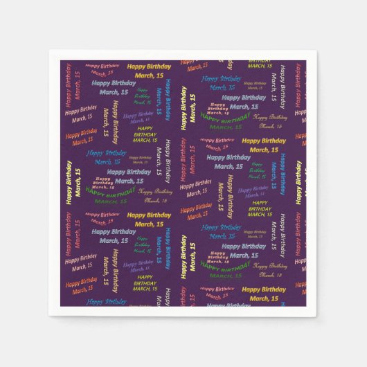 ペーパーナプキンの行進、１５の誕生日 スタンダードカクテルナプキン (正面)