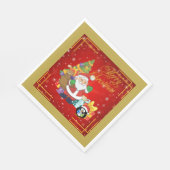 ペーパーナプキンサンタクロースとペンキン スタンダードランチョンナプキン (角)