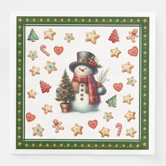 ペーパーナプキンディナー 雪だるまとクリスマスクッキー (正面)