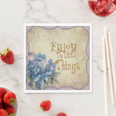 ペーパーナプキン楽しむ小さなものブルーフローラ引用文 スタンダードランチョンナプキン (インサイチュ)