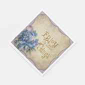 ペーパーナプキン楽しむ小さなものブルーフローラ引用文 スタンダードランチョンナプキン (角)