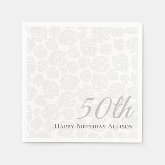 ペーパーナプキン50誕生日パームリーフ スタンダードカクテルナプキン (正面)