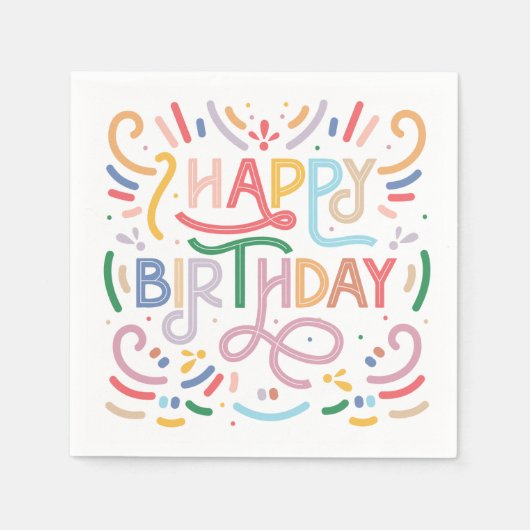 ペーパーナプキン：ハッピーバースデー スタンダードカクテルナプキン (正面)