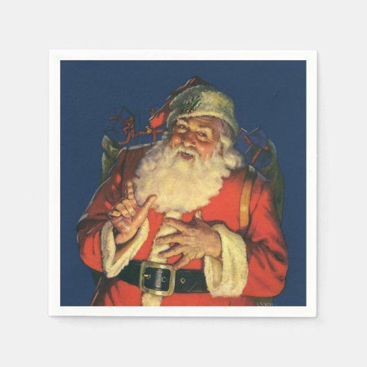 ペーパーナプキン：ヴィンテージクリスマス：サンタクロース スタンダードカクテルナプキン (正面)
