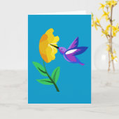 ペーパーハチドリ及び花を切って下さい カード (黄色い花)