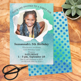 ペーパーパンチシェイプ写真パステル水彩テンプレート 招待状