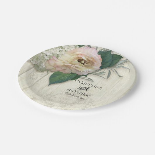 ペーパーパーティーの商品のモダンなヴィンテージのRanunculusの花柄 ペーパープレート (アングル)