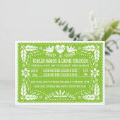 ペーパーピカドのラブバード 春のライムグリーン ウェディング 招待状 (スタンド正面)