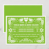 ペーパーピカドのラブバード 春のライムグリーン ウェディング 招待状 (正面/裏面)