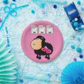 ペーパープレート、羊のピンクハート ペーパープレート (パーティー)