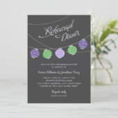 ペーパーランタン 紫 緑 リハーサルディナー 招待状 (スタンド正面)