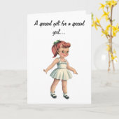 ペーパー人形および服のハッピーバースデーカード カード (黄色い花)