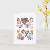 ペーパー人形のノート カード (黄色い花)