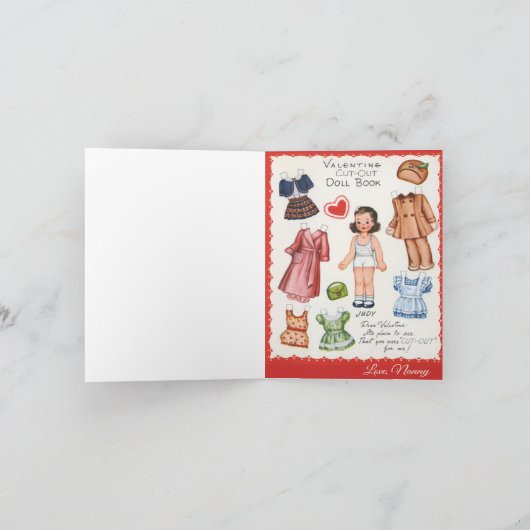 ペーパー人形のバレンタインデーのパーソナライズなヴィンテージ シーズンカード (内部)