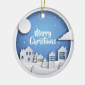 ペーパー切り出しの冬場面 セラミックオーナメント (左)